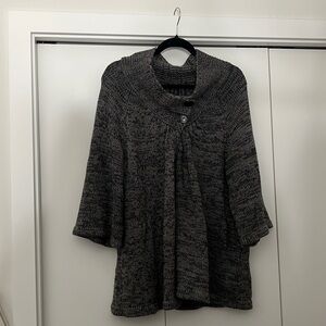 Cozy Button Up Cardigan Shawl with TShirt Detail Speckle Cape sweater spring​